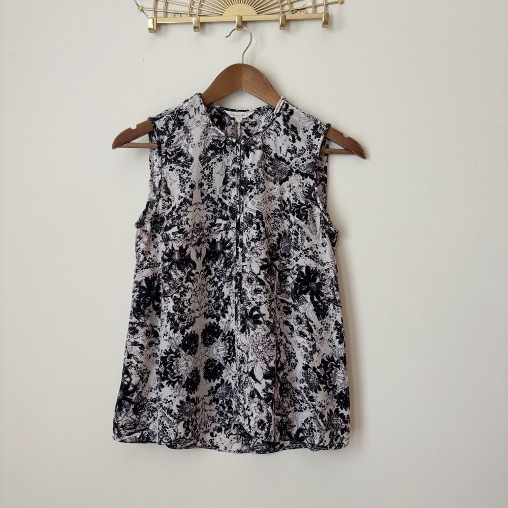 Rebecca Taylor Pink Floral Silk Sleeveless Blouse Sz 0